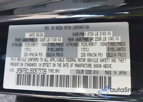 2025 Mazda Cx-5 2.5 S Preferred from USA, damaged, VIN JM3KFBCL6S0573729